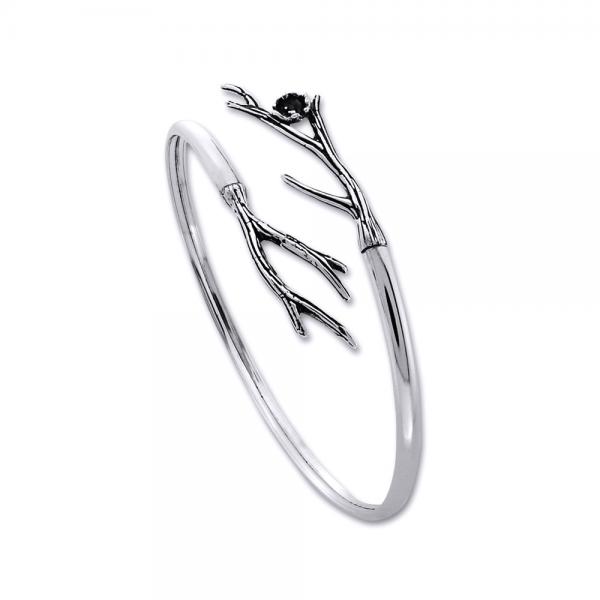Bratara eleganta din argint 925 cu crengute si o floare - Be Nature [1]