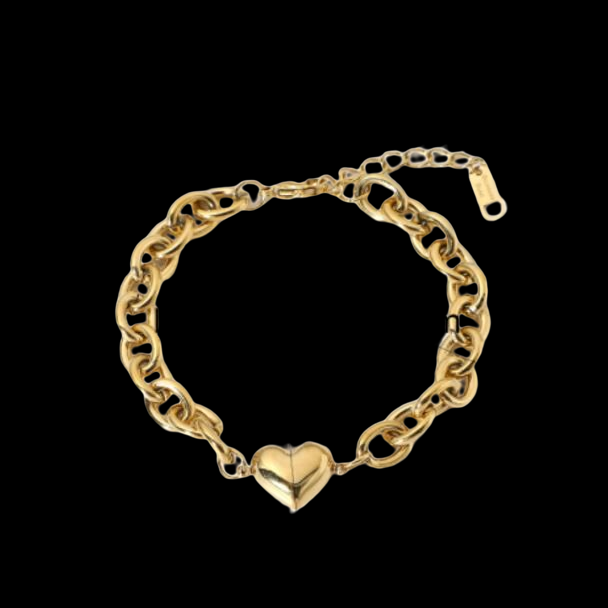 Bratara eleganta din inox cu zale ovala si inima [2]