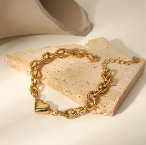 Bratara eleganta din inox cu zale ovala si inima [1]