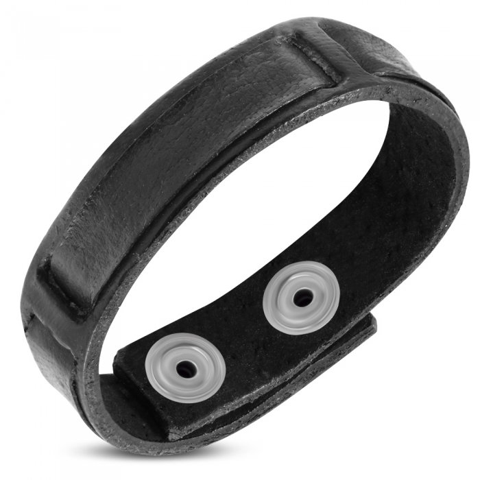 Bratara eleganta din piele neagra cu valuri [1]