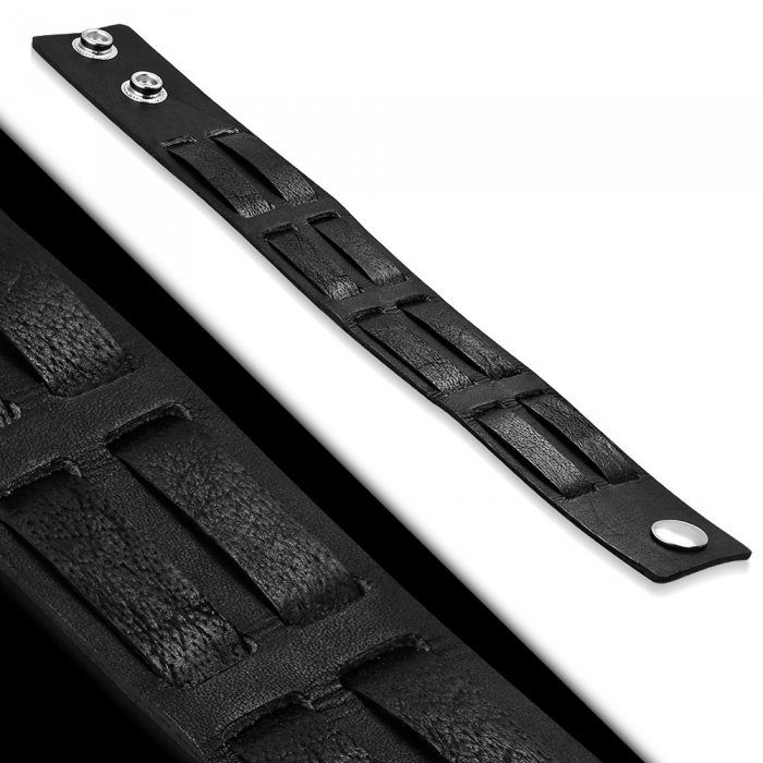 Bratara eleganta din piele neagra cu valuri [2]