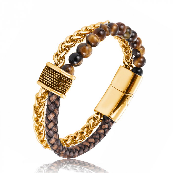 Bratara Exquisite dubla din inox cu Ochi de Tigru [1]