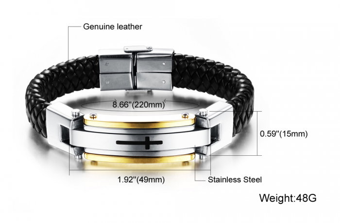 Bratara Faith din piele naturala si inox [10]