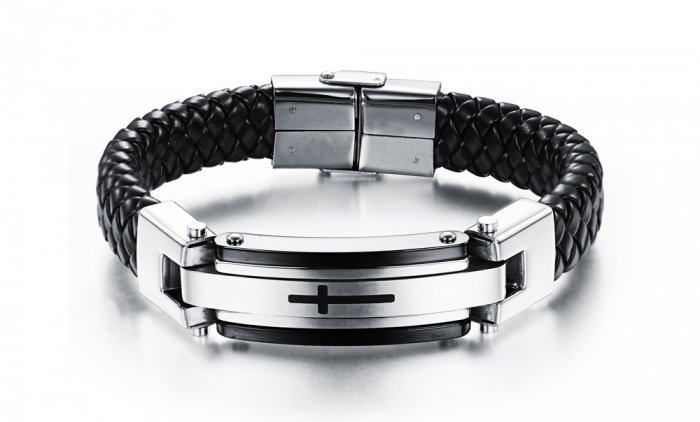 Bratara Faith din piele naturala si inox [1]