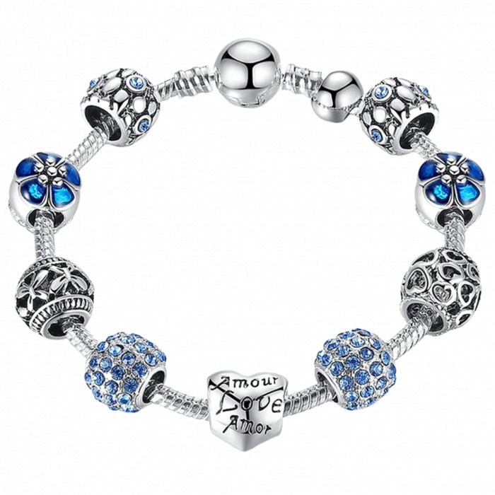 Bratara fantezie BeSpecial BSTF0002 placata cu argint, cu talismane albastre [1]