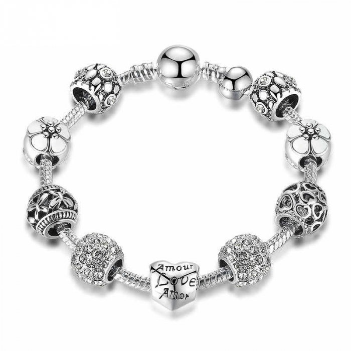 Bratara fantezie BeSpecial BSTF0009 placata cu argint, cu talismane [5]