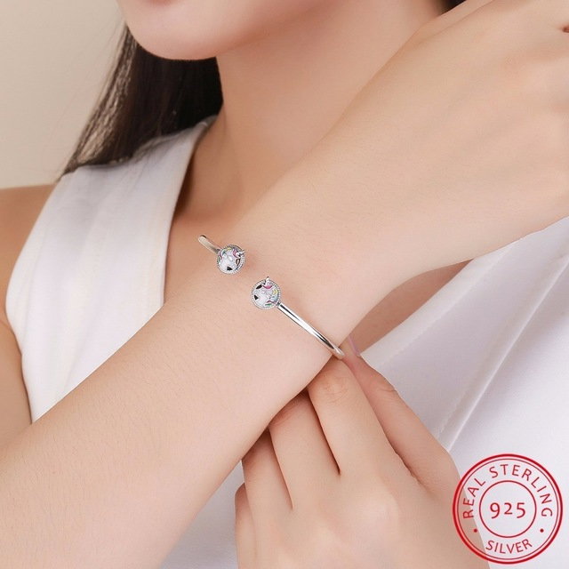 Bratara fixa din argint cu Unicorni [2]