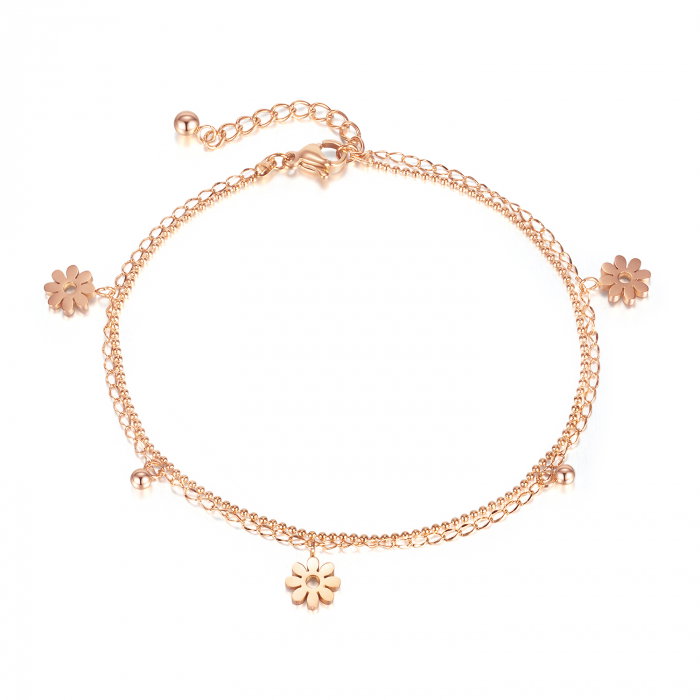 Bratara glezna dubla din inox cu flori [1]