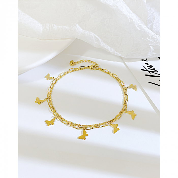 Bratara glezna dubla din inox cu fluturasi [2]