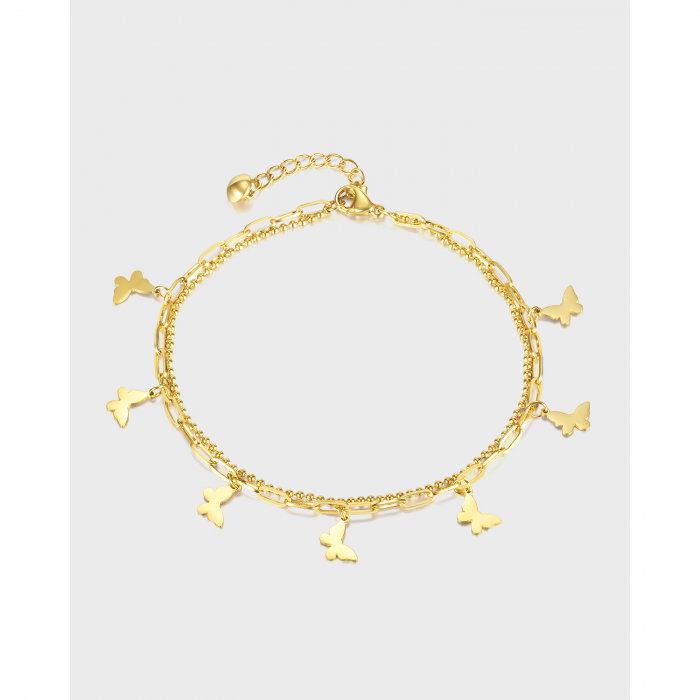 Bratara glezna dubla din inox cu fluturasi [13]