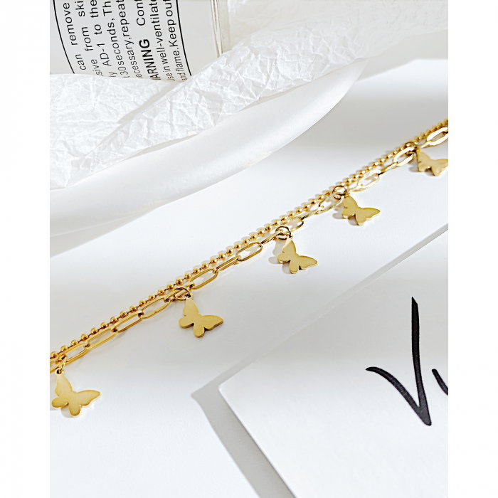 Bratara glezna dubla din inox cu fluturasi [4]