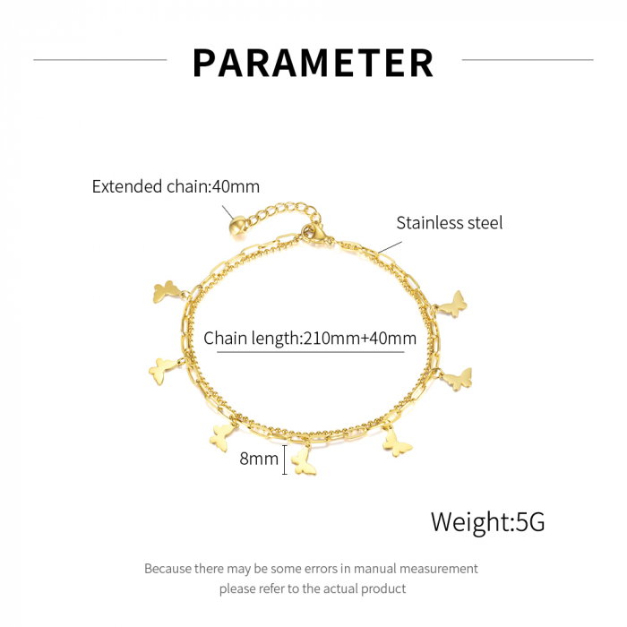 Bratara glezna dubla din inox cu fluturasi [6]