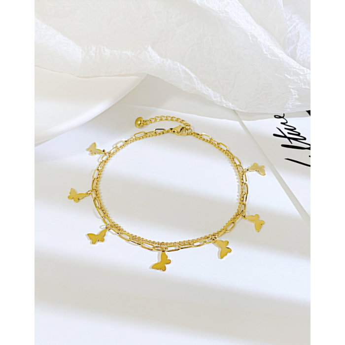 Bratara glezna dubla din inox cu fluturasi [10]