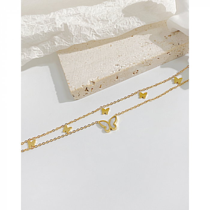 Bratara glezna dubla din inox cu fluturi [10]