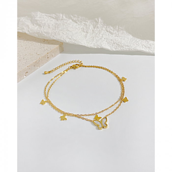 Bratara glezna dubla din inox cu fluturi [2]