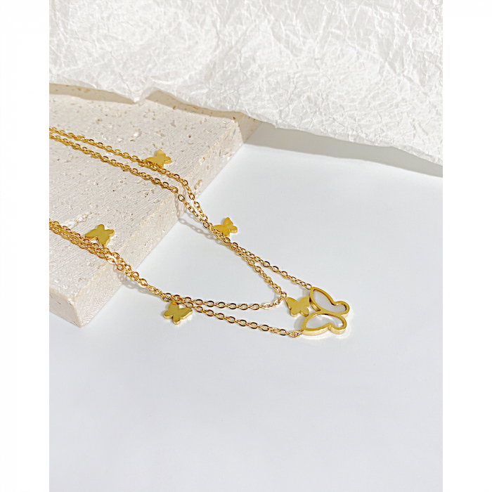 Bratara glezna dubla din inox cu fluturi [12]