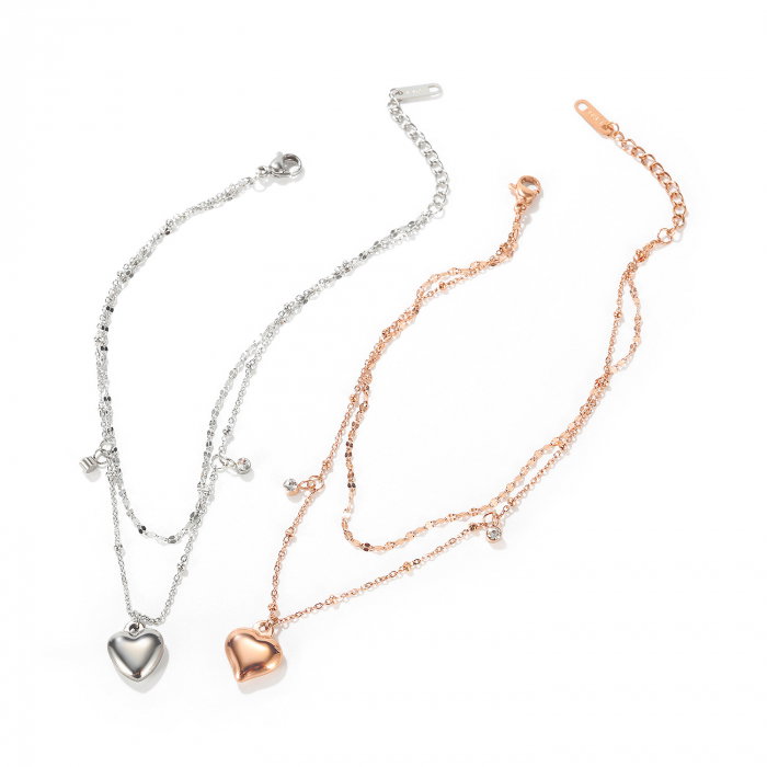 Bratara glezna dubla din inox cu inima si bilute [3]