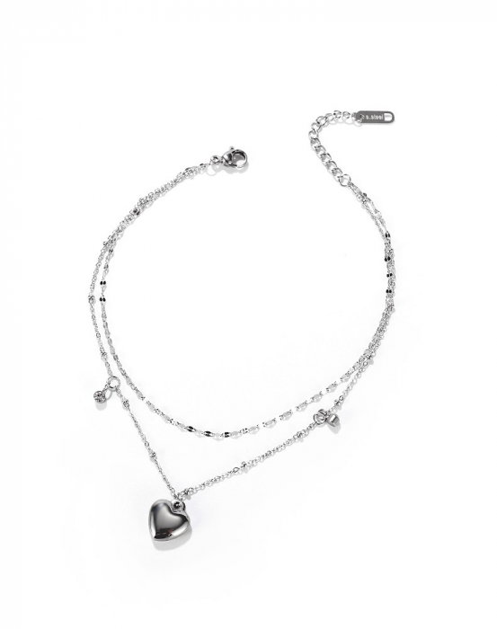 Bratara glezna dubla din inox cu inima si bilute [8]