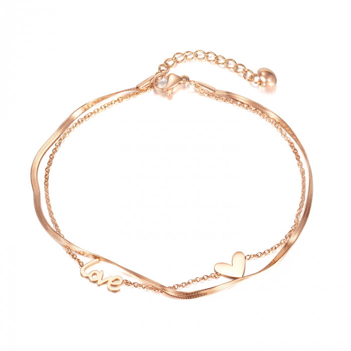 Bratara glezna dubla din inox cu inima si Love [1]