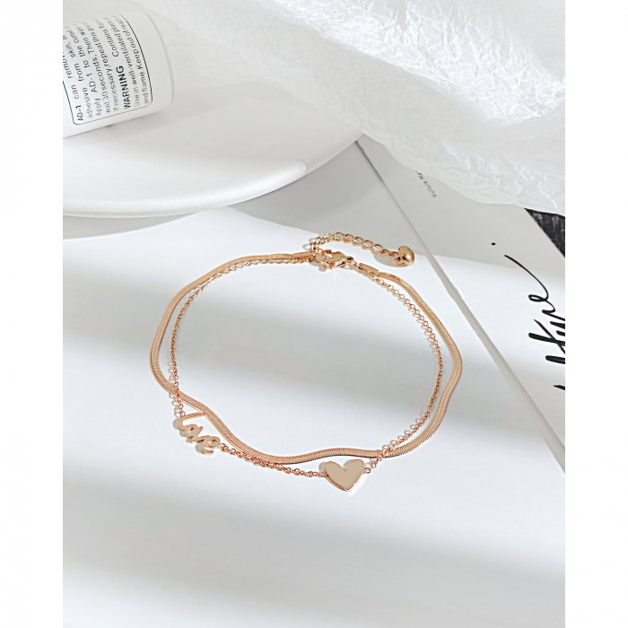 Bratara glezna dubla din inox cu inima si Love [2]