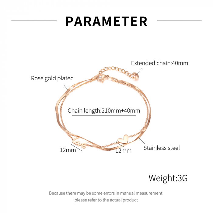 Bratara glezna dubla din inox cu inima si Love [6]