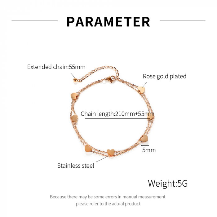 Bratara glezna dubla din inox cu inimioare [6]