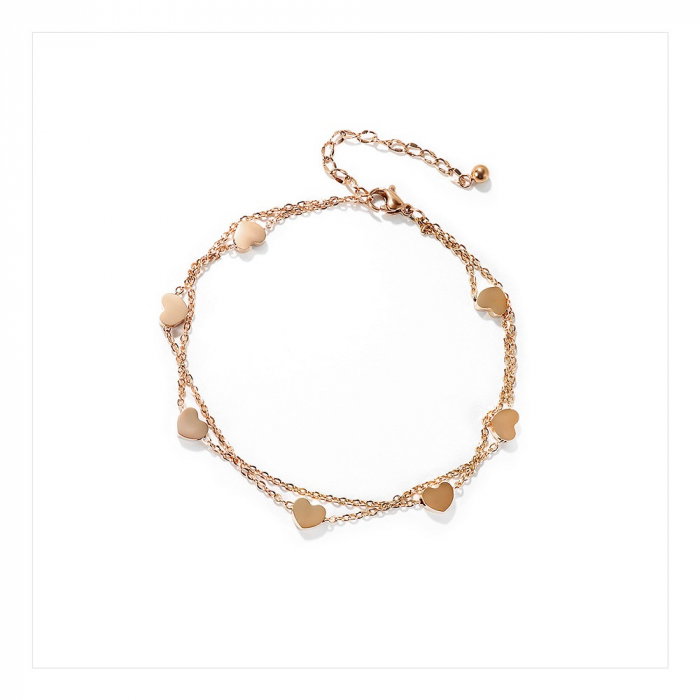 Bratara glezna dubla din inox cu inimioare [10]