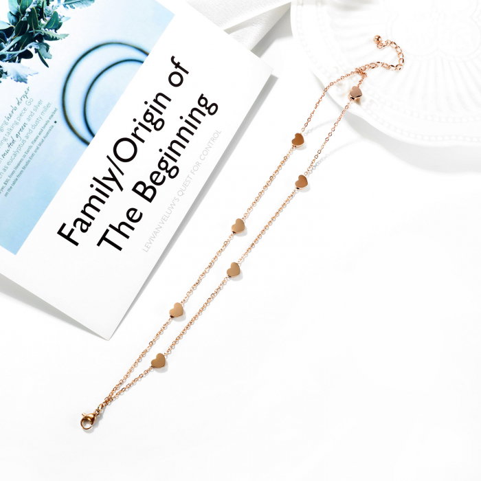 Bratara glezna dubla din inox cu inimioare [4]