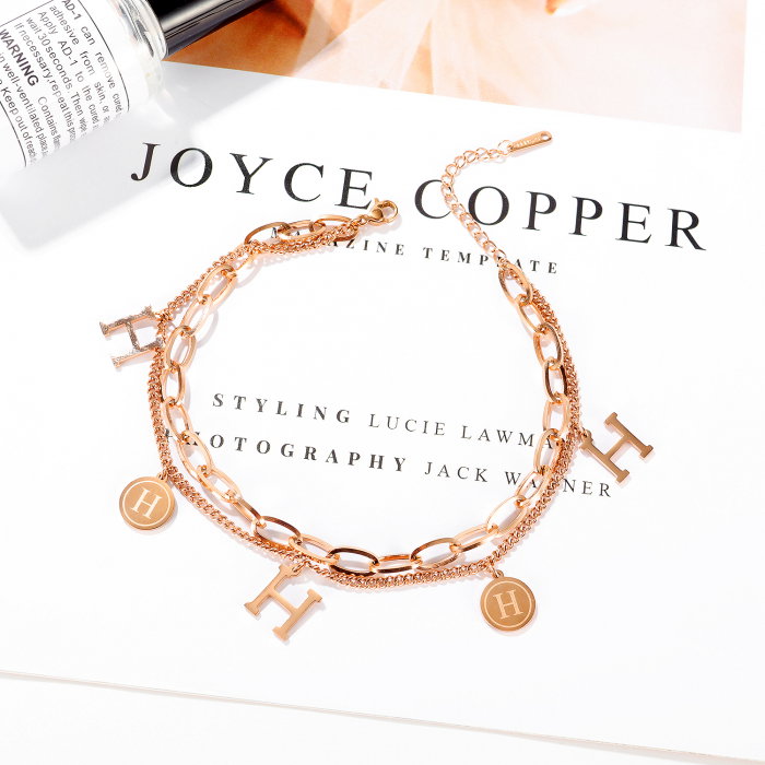 Bratara glezna dubla din inox cu litera H [3]