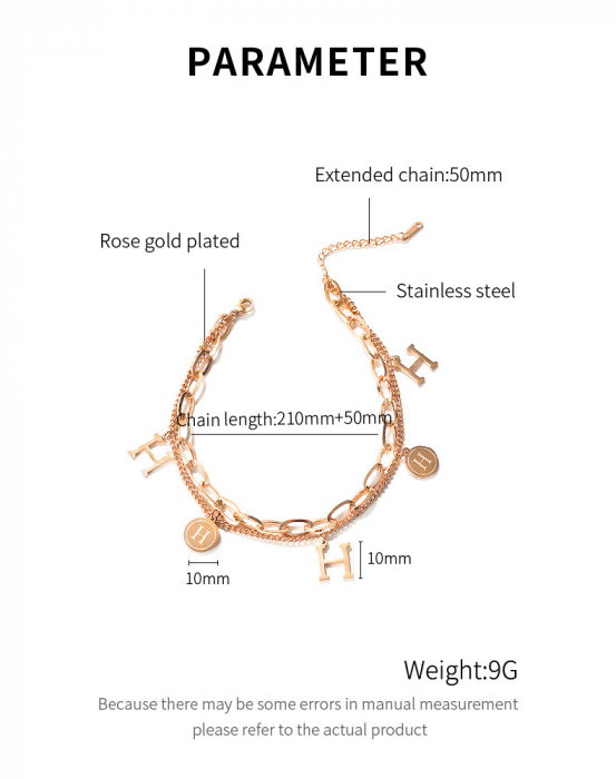Bratara glezna dubla din inox cu litera H [6]