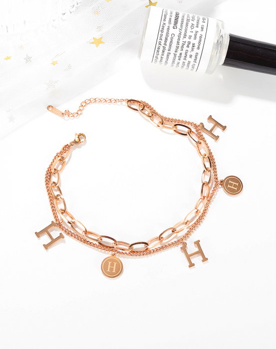 Bratara glezna dubla din inox cu litera H [10]