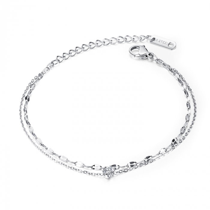 Bratara glezna dubla din inox cu zirconiu [1]