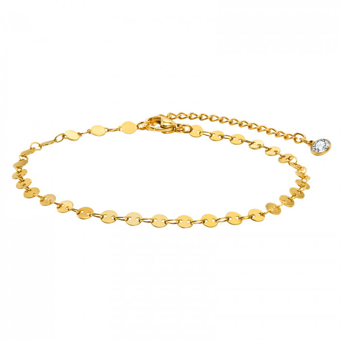 Bratara glezna inox auriu cu banuti 21 + 5 cm [1]