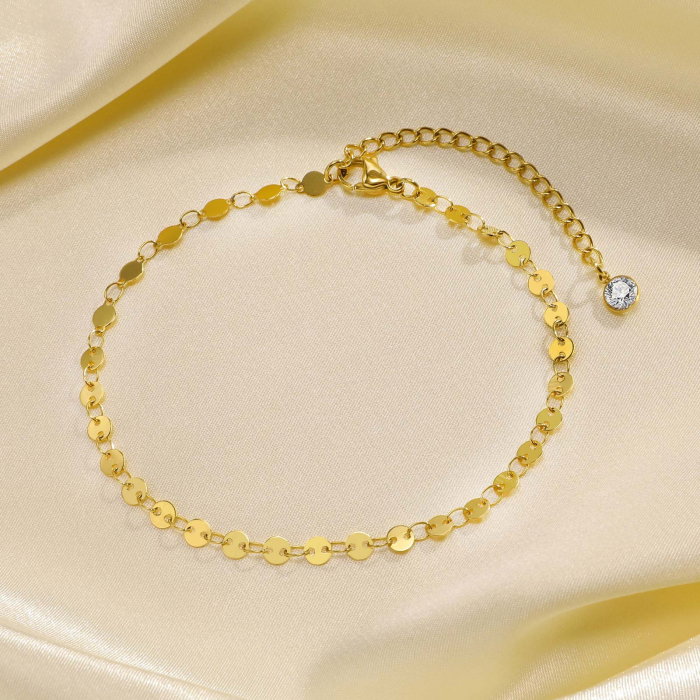 Bratara glezna inox auriu cu banuti 21 + 5 cm [4]