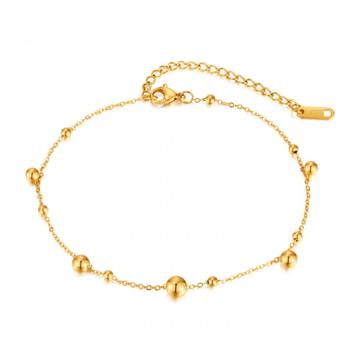Bratara glezna inox auriu cu bilute 23 + 7 cm [1]