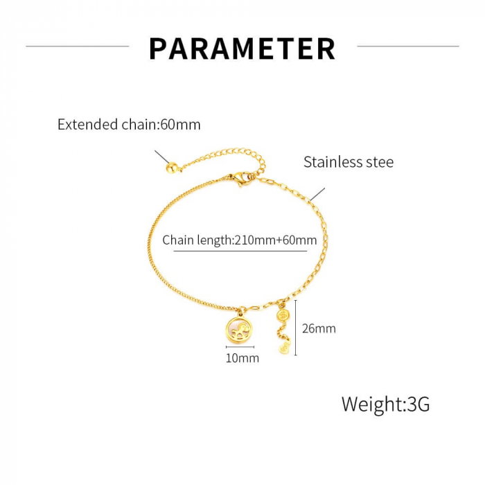 Bratara glezna inox auriu cu dolari si balansoar 27 cm [4]