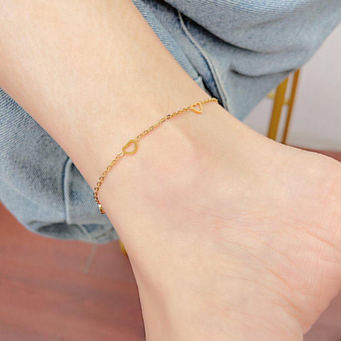 Bratara glezna inox auriu cu inimioare 28 cm [2]