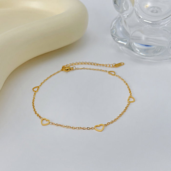 Bratara glezna inox auriu cu inimioare 28 cm [4]