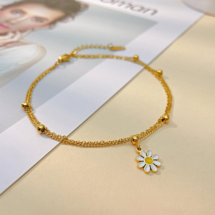 Bratara glezna inox auriu cu margareta 23 + 4,5 cm [3]