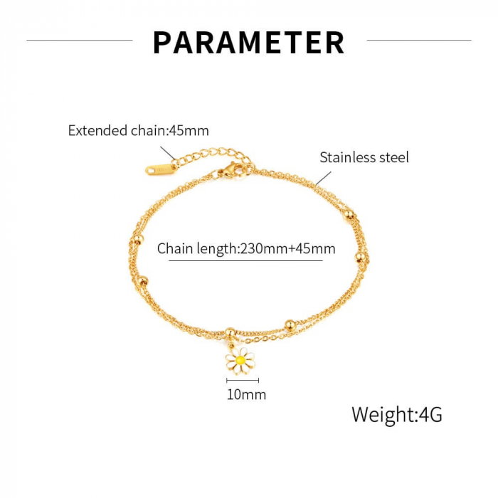 Bratara glezna inox auriu cu margareta 23 + 4,5 cm [4]