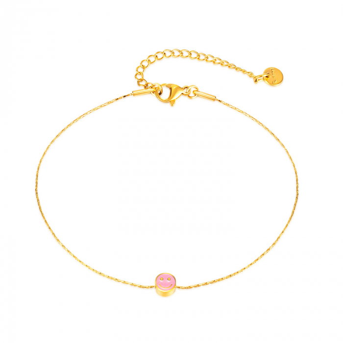 Bratara glezna inox auriu cu smily face 22 + 5,5 cm [1]