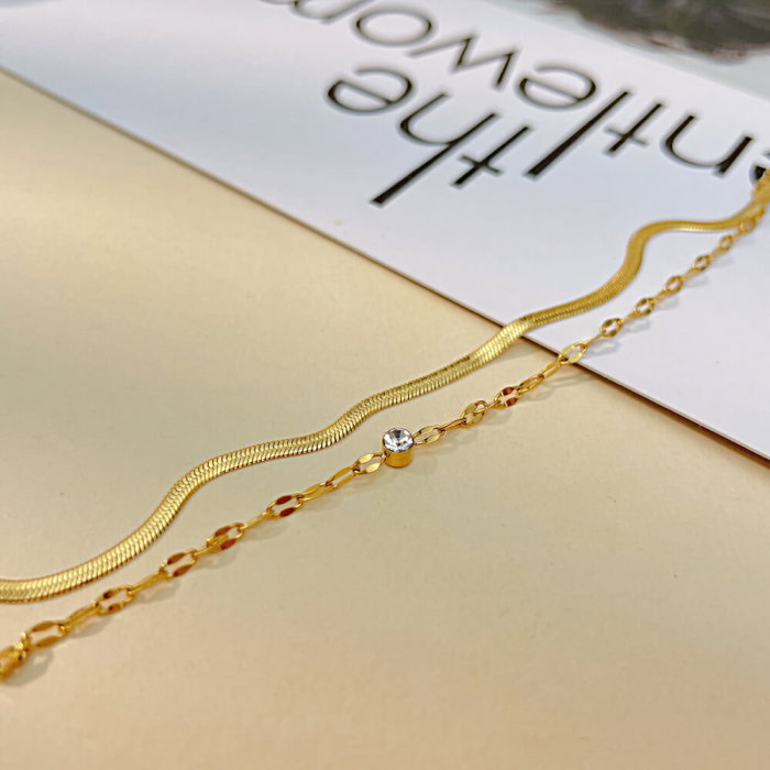 Bratara glezna inox auriu lant dublu 20 + 6,5 cm [5]