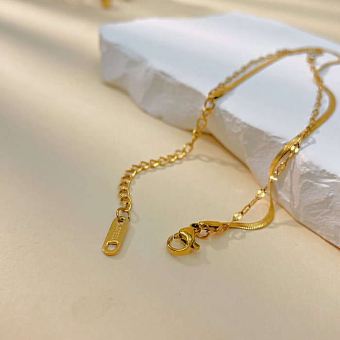 Bratara glezna inox auriu lant dublu 20 + 6,5 cm [6]