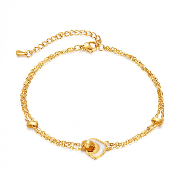 Bratara glezna inox auriu lant dublu cu abalone 21 + 5,5 cm [1]