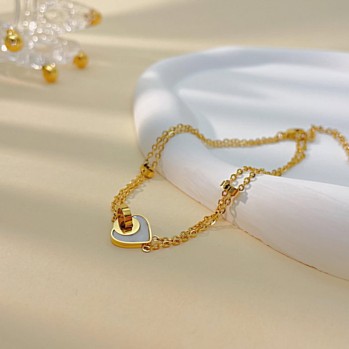 Bratara glezna inox auriu lant dublu cu abalone 21 + 5,5 cm [3]