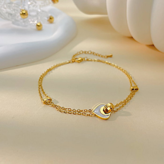 Bratara glezna inox auriu lant dublu cu abalone 21 + 5,5 cm [4]