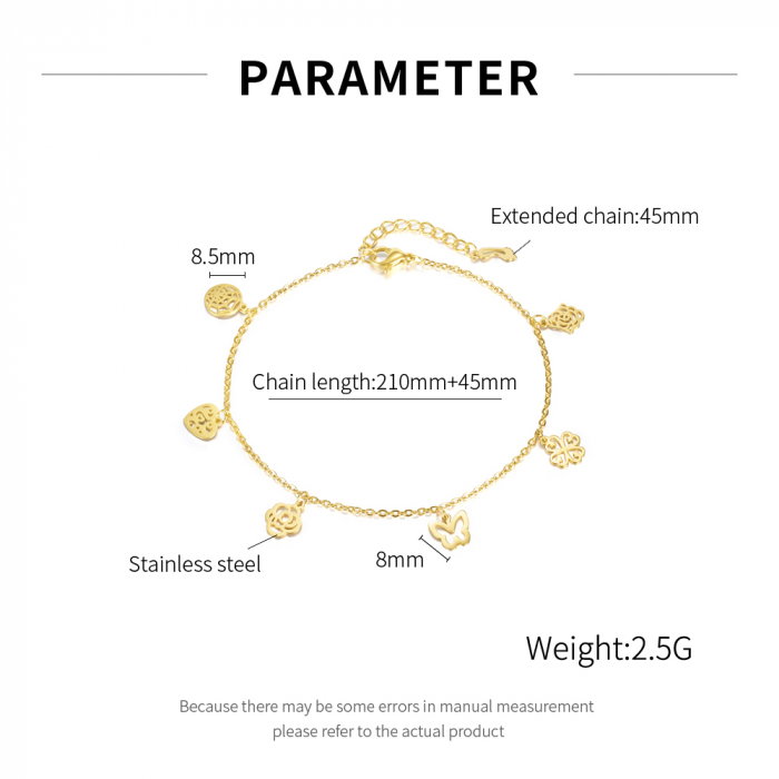Bratara glezna inox cu flori, inimi si fluturi [6]