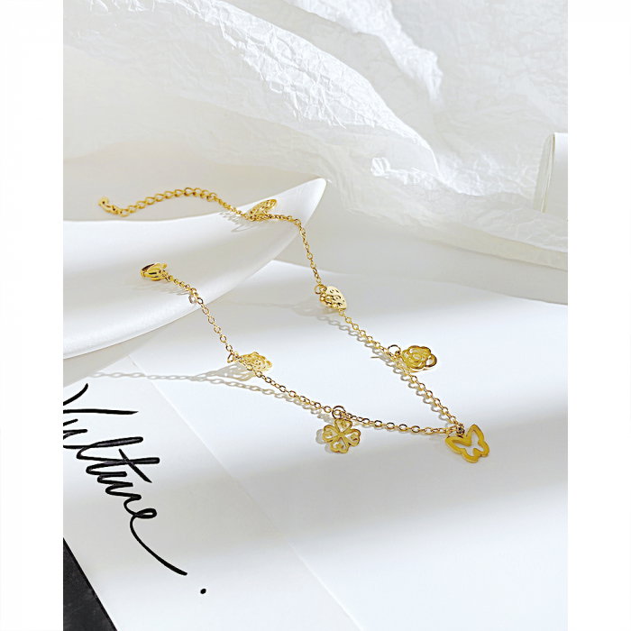 Bratara glezna inox cu flori, inimi si fluturi [7]