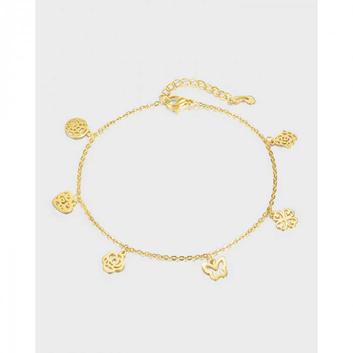 Bratara glezna inox cu flori, inimi si fluturi [14]