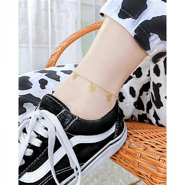 Bratara glezna inox cu flori, inimi si fluturi [3]